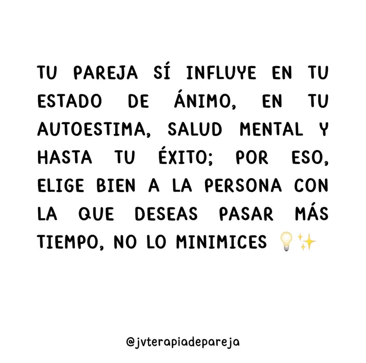 Frase sobre el impacto de una relación seria en el estado de ánimo, autoestima y salud mental, con fondo blanco y tipografía informal.